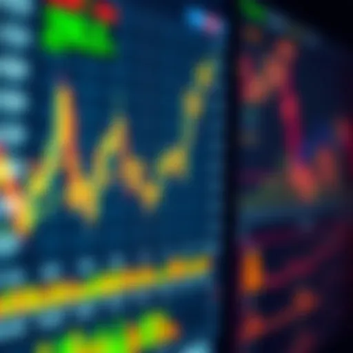 Digital interface showing forex trading charts and currency symbols