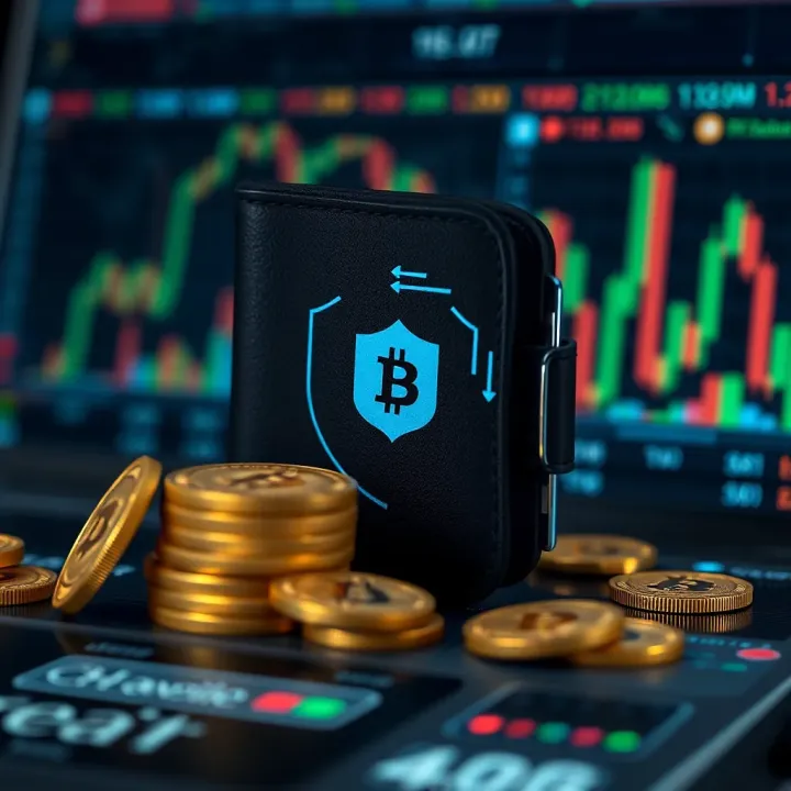 Secure cryptocurrency wallet with digital shield symbolizing protection
