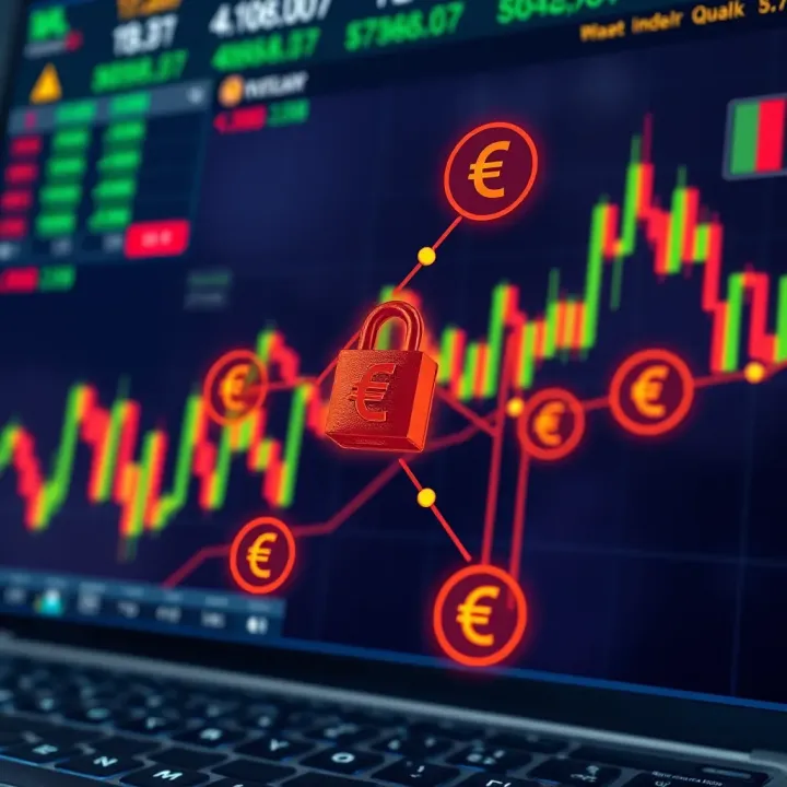 Illustration of secure payment options and local currency symbols connected to trading platform