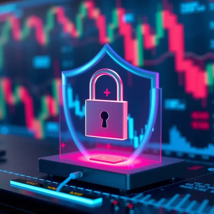 Ensuring Security in Forex Trading Platforms Illustration of digital security concepts including padlock and shield for secure forex trading