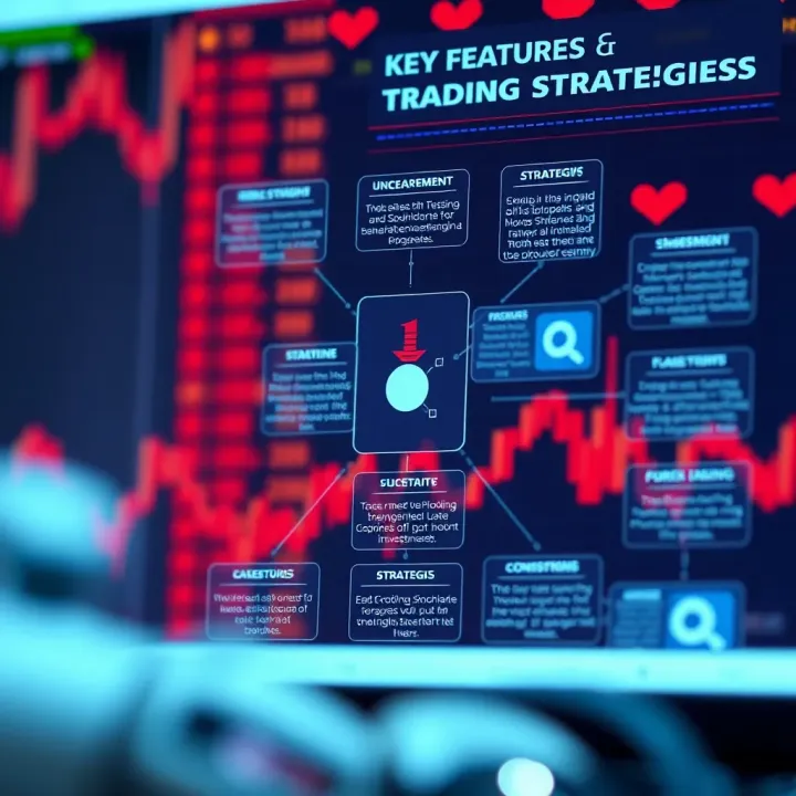 Key Features and Trading Strategies in Forex Robots Diagram showing key features and strategies used by forex trading robots for better decision-making