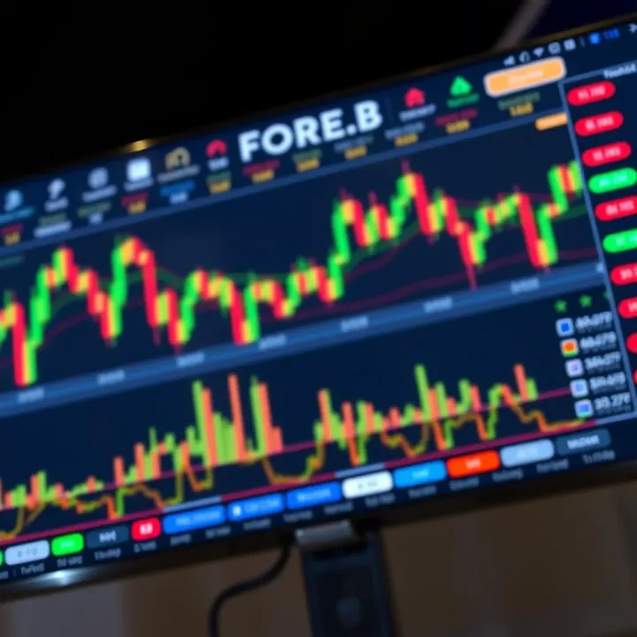 Digital forex trading platform displaying currency charts and market data