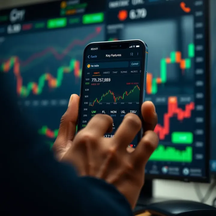 User navigating an intuitive mobile trading interface with clear options and charts