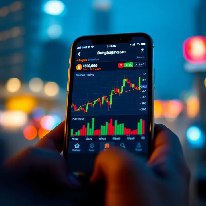 Secure Bitcoin trading app interface on a mobile device showing a Nigerian naira chart
