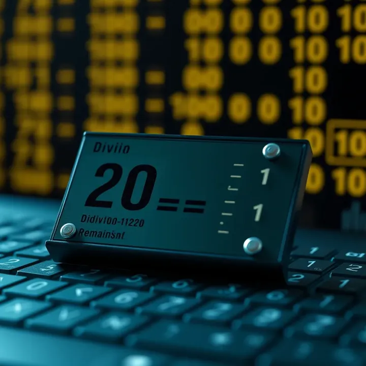 Visual representation of manual conversion from decimal to binary with division and remainder
