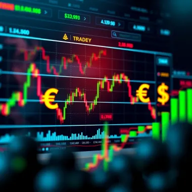 Financial Data Visualization Highlighting Investment Options in Copy Trading Conceptual illustration of financial data charts and currency symbols representing investment opportunities through copy trading platforms