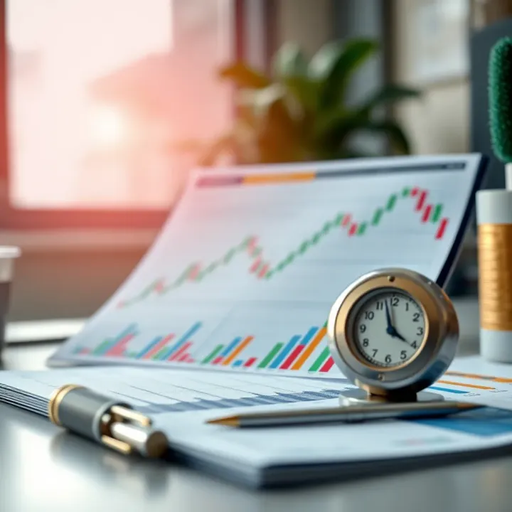 Illustration of forex trading budget planning with charts and risk management symbols