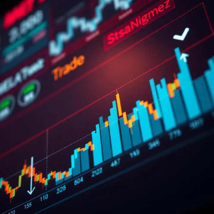 Graph showing binary trading options with upward and downward trends