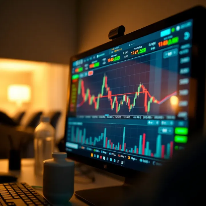 Computer screen displaying binary options trading platform interface