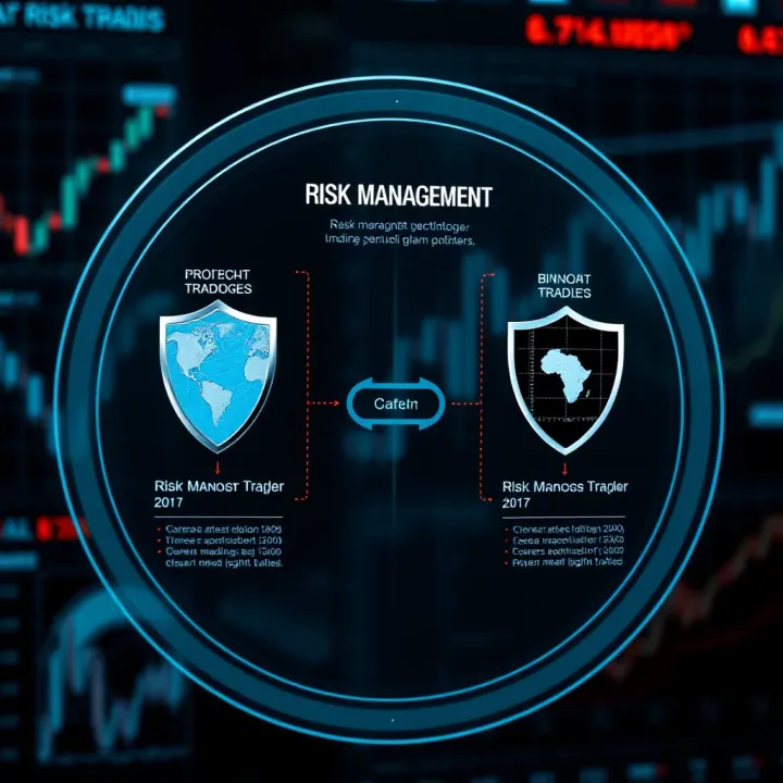 Risk Management Strategies for Binary Options Diagram illustrating risk management techniques with charts and protective shields