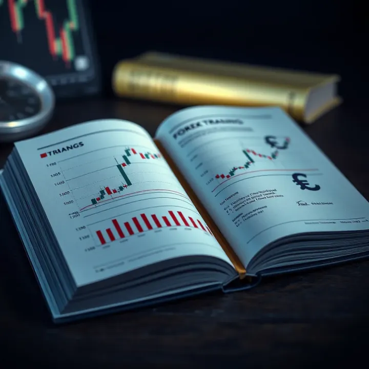 Open book with charts and currency symbols illustrating forex trading concepts