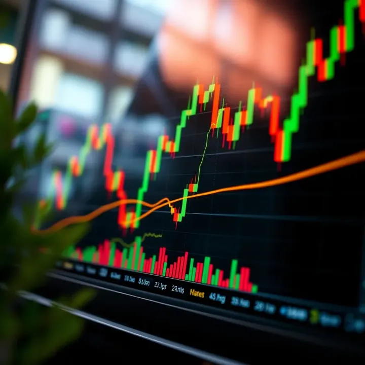 Combination of trend lines and technical indicator charts showing market analysis