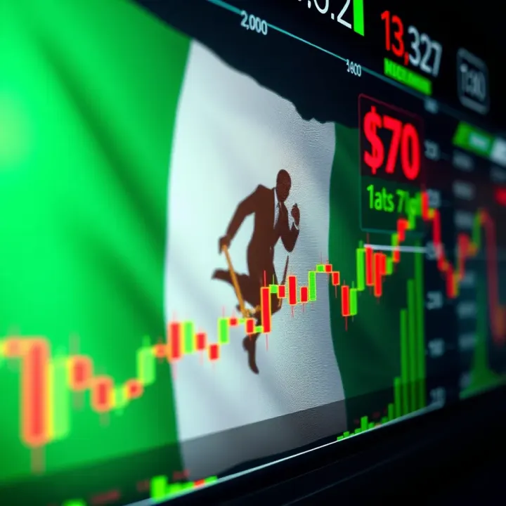 A digital chart displaying currency exchange rates with a Nigerian flag in the background