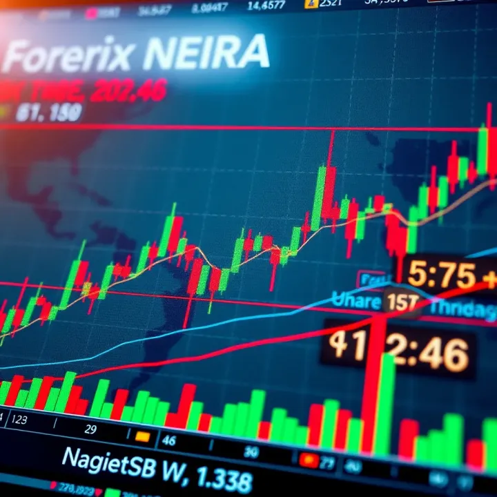 Graph displaying forex market trends with Nigerian naira currency symbols and trading indicators