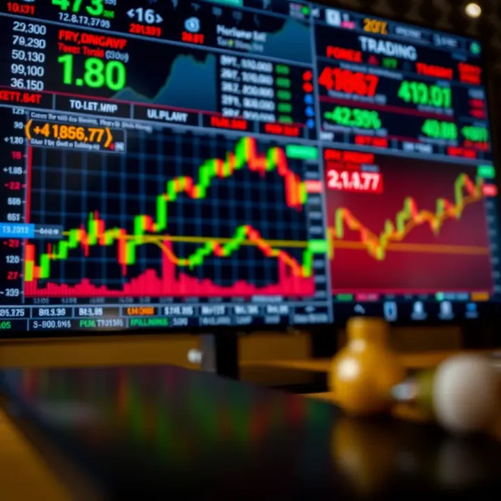 Illustration of a digital forex trading platform with currency charts and exchange rates