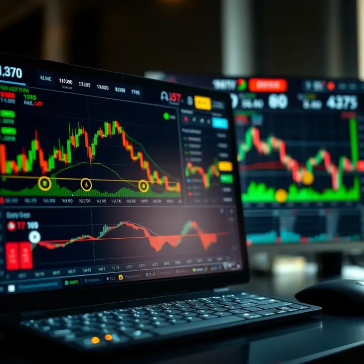 User interface displaying crypto trading platforms with various tools and charts