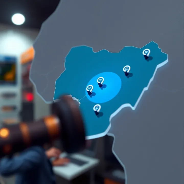 Map highlighting Nigeria with icons representing safe online music access