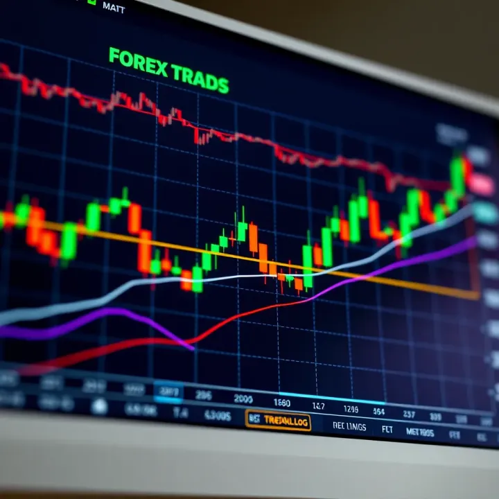 A detailed forex trading chart showing candlestick patterns and trend lines for market analysis