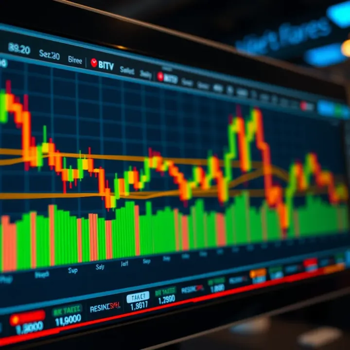 Various types of forex trading charts including line, bar, and candlestick displayed on a trading platform
