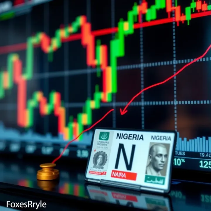 Balancing Risks and Rewards in Nigerian Forex Trading Graph showing forex trading risks and rewards with Nigerian Naira symbol on financial chart background