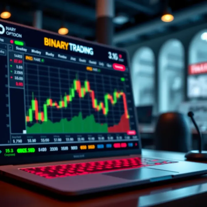 Illustration of a secure digital trading platform interface focused on binary options