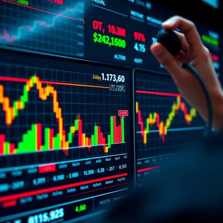 AI-Powered Analysis of Forex Market Trends Digital interface displaying forex trading charts with AI algorithms analyzing currency fluctuations