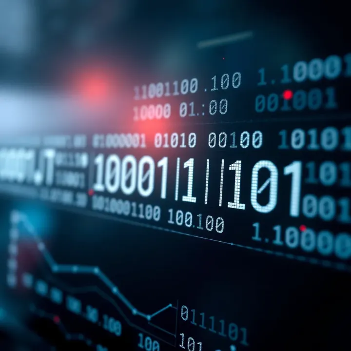 Diagram showing the binary code sequence with zeros and ones representing digital data