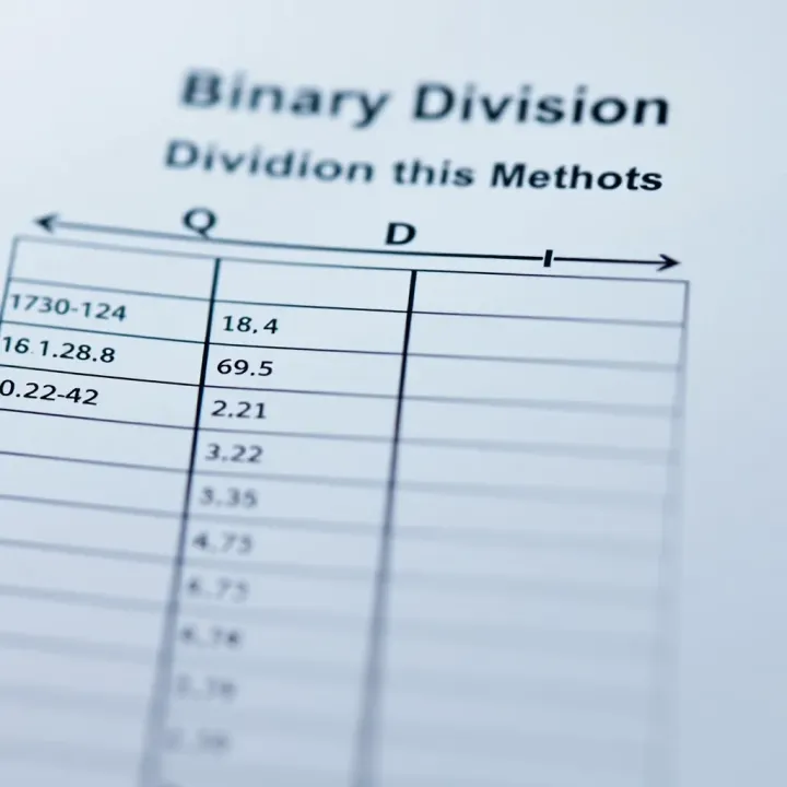 Comparison chart showing binary division versus decimal division methods