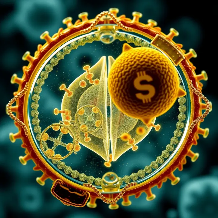 Diagram of a single bacterial cell undergoing division showing DNA replication and cell membrane formation