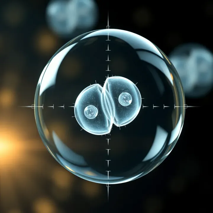 Diagram illustrating binary fission in a single-celled organism dividing into two identical cells