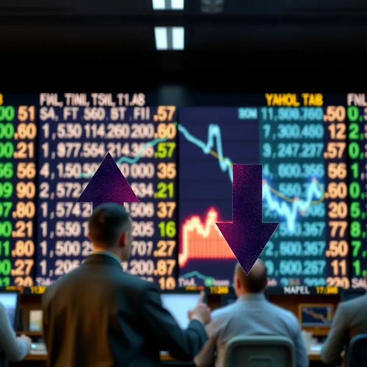 Illustration of binary investment concept showing two possible financial outcomes with arrows pointing up and down