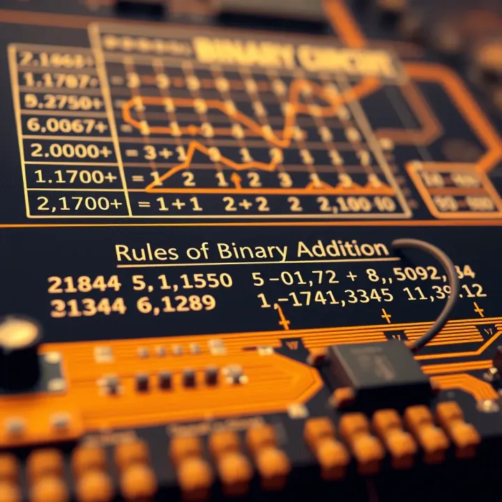 Flowchart demonstrating the rules and outcomes of binary addition in digital circuits