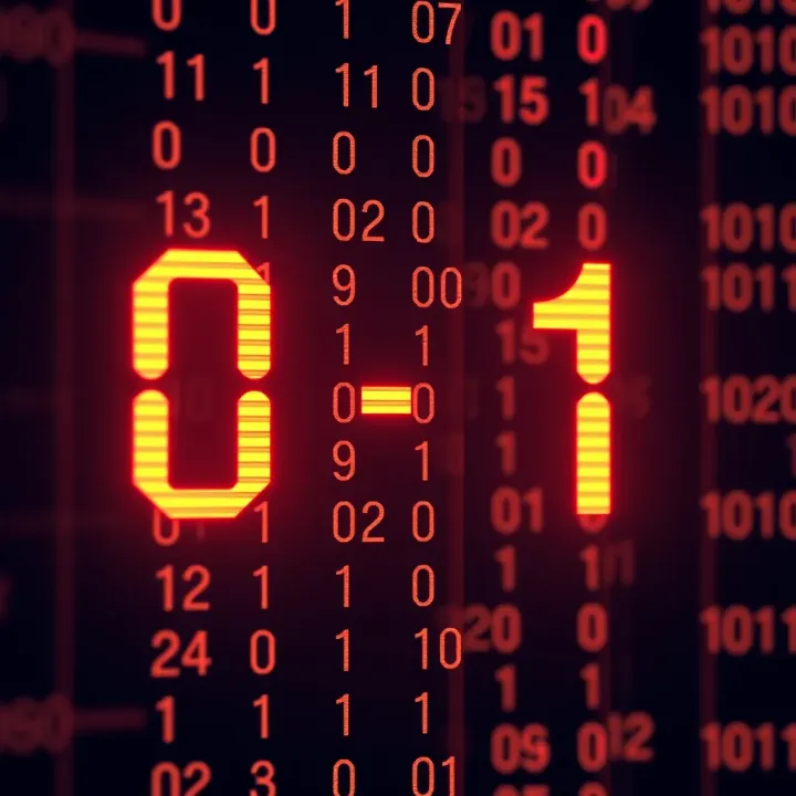 Diagram showing the binary number system with digital digits zero and one