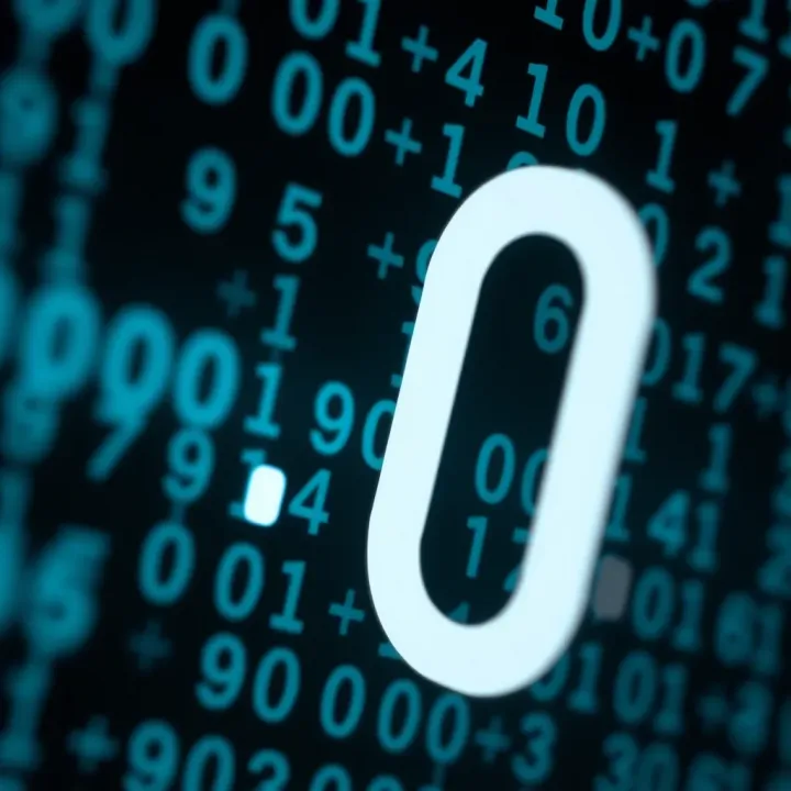 Diagram showing the binary numeral system with digits zero and one representing values