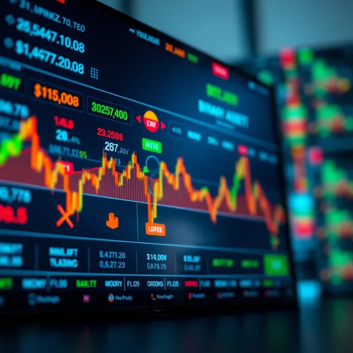 Overview of Financial Assets in Binary Trading Digital interface displaying various financial assets available for binary trading