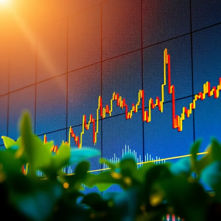 Graph showing bullish cup and handle pattern indicating potential upward trend in stock price