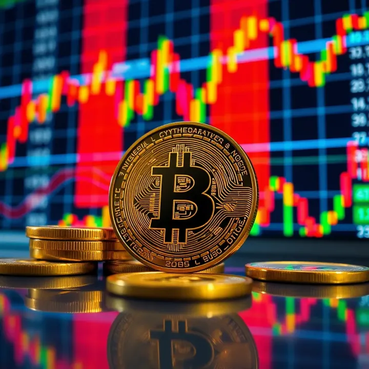 Colorful representation of cryptocurrency coins and digital trading charts reflecting market activity in Nigeria