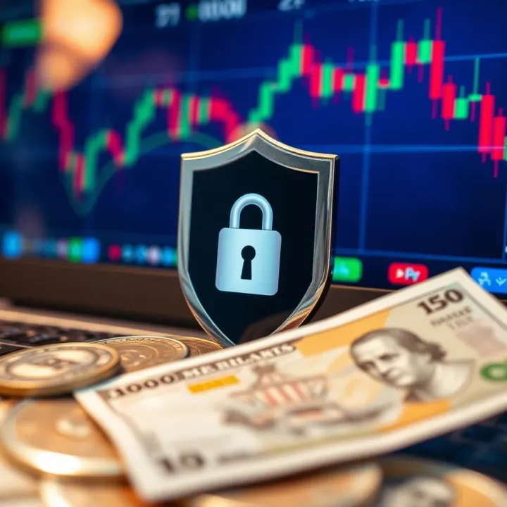 Conceptual illustration of secure online trading with regulatory shield and Nigerian currency symbol