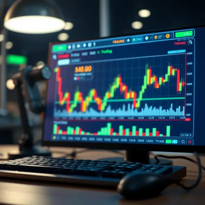 Illustration of secure digital platform for forex trading with charts and currency symbols