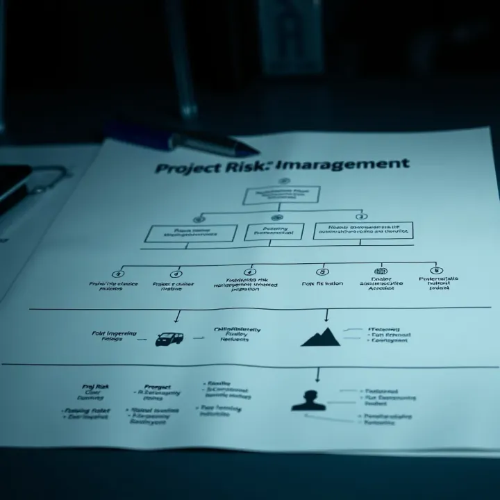 Flowchart depicting stages of project risk management including identification, assessment, and control