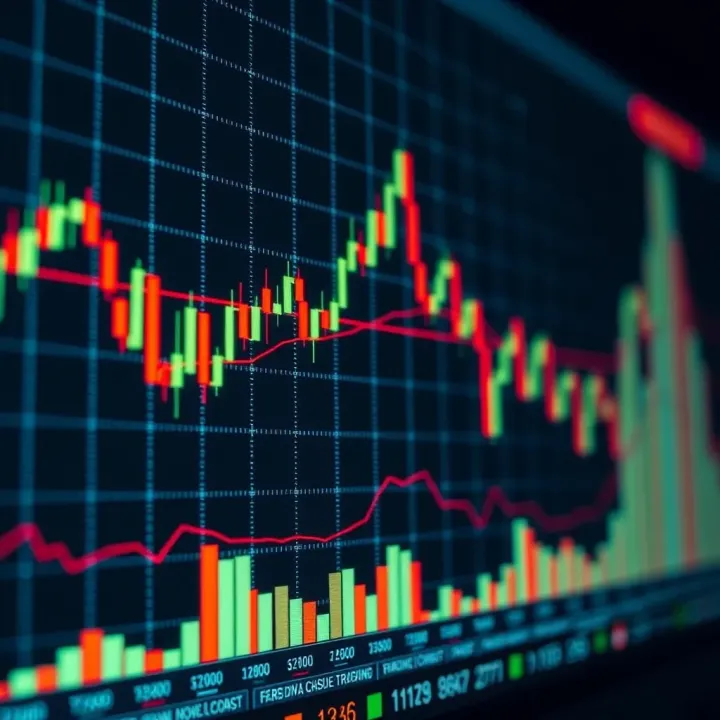Chart showing currency pairs with upward and downward trends representing forex trading activity